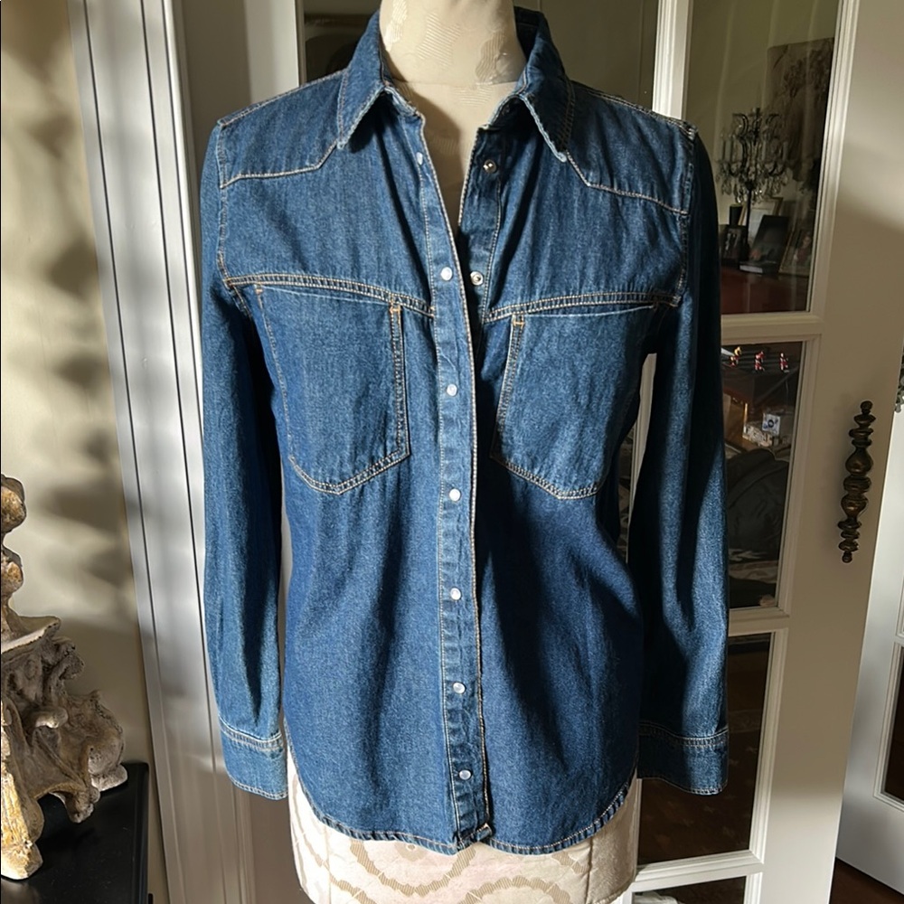 NWT Mango Western Denim Button-Up Shirt